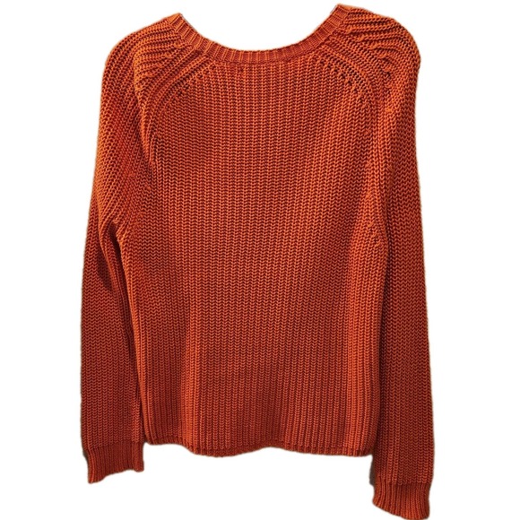 2 Lauren Ralph Lauren Women Cotton Crew Neck Sweaters Orange Navy Petite Large - Picture 5 of 8